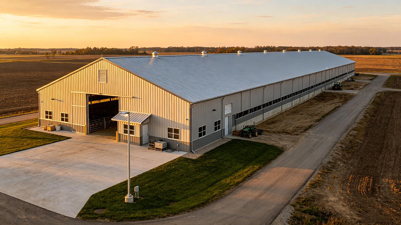 Prefabricated steel structure livestock shed for large scale poultry and cattle farming - ZSL Steel Structure Prefabricated steel structure livestock shed for large scale poultry and cattle farming - ZSL Steel Structure