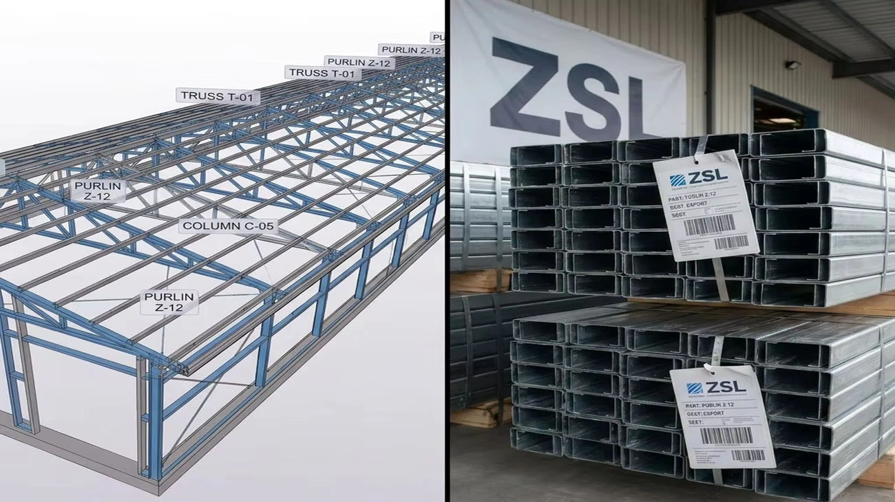 3D structural engineering model and precision marked steel components for livestock building assembly 3D structural engineering model and precision marked steel components for livestock building assembly